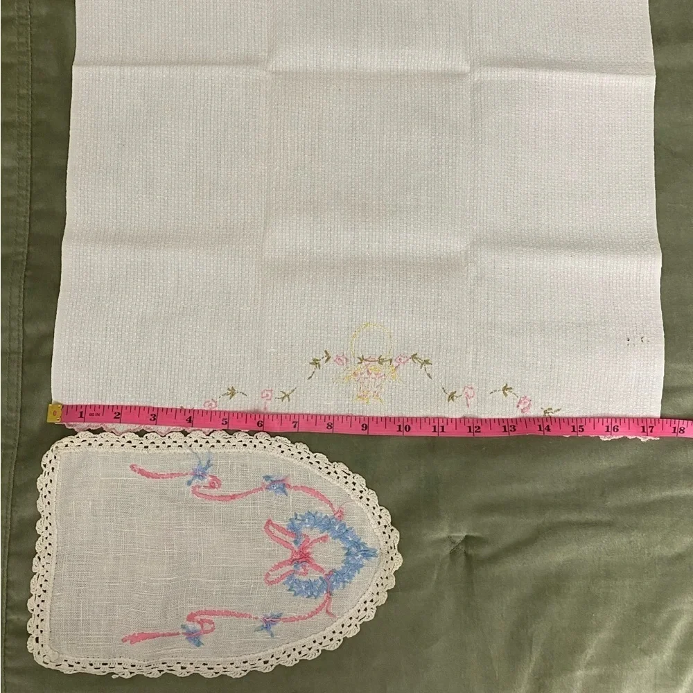 Vintage hand embroidered towel and small cloth #4